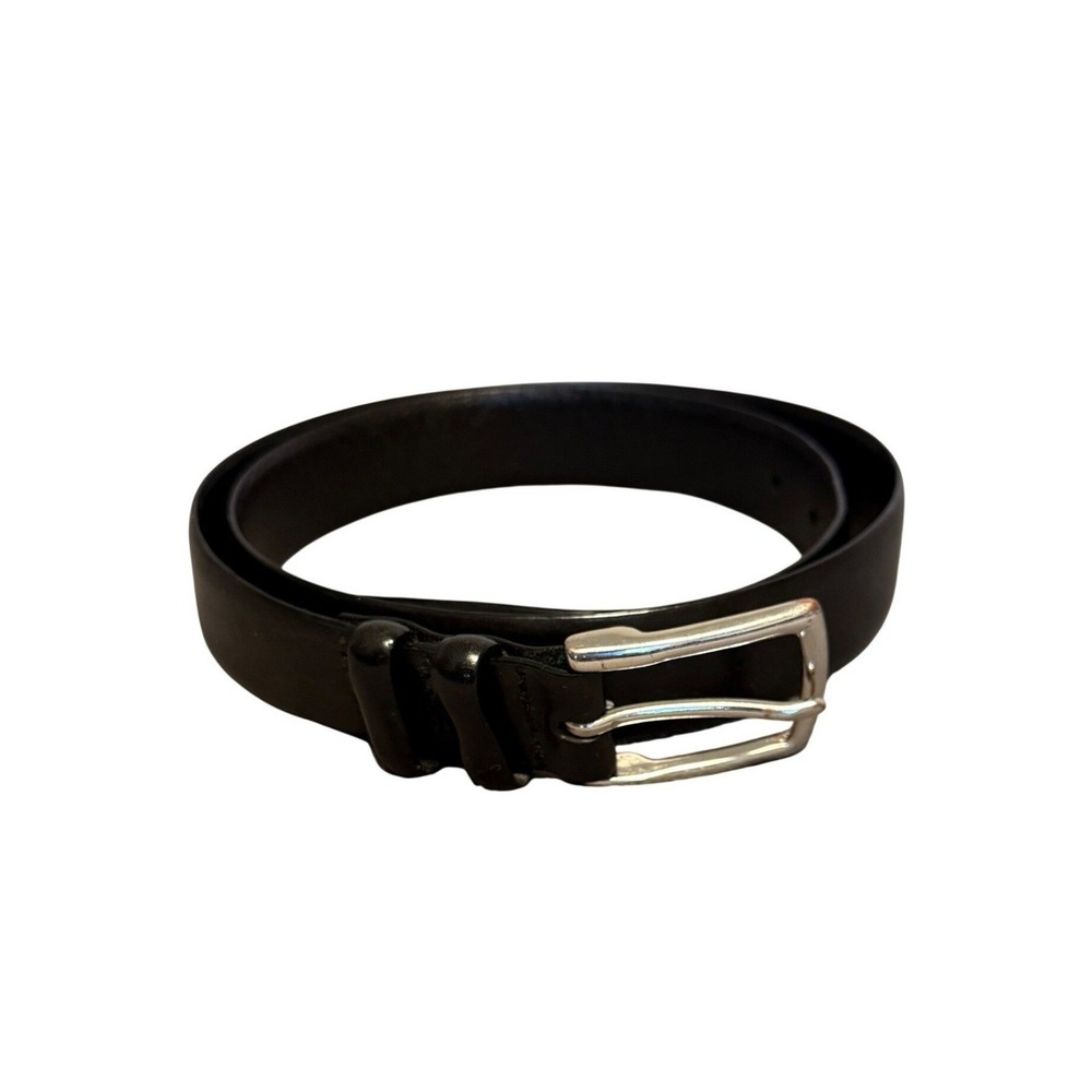 Polo Ralph Lauren Belt Mens 36 Black Italian Leather Solid Brass Buckle Classic